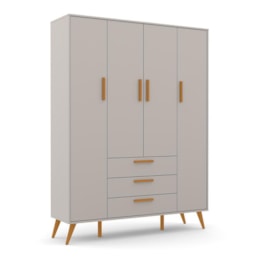 Guarda Roupa Infantil 4 Portas e 3 Gavetas Retrô Cinza/Eco Wood - Matic Móveis    