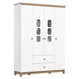 Guarda Roupa Infantil Aconchego 4 Portas e 2 Gavetas Branco/Jequitibá - Móveis Henn Guarda Roupa Infantil Aconchego 4 Portas e 2 Gavetas Branco/Jequitibá - Móveis Henn