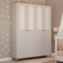 Guarda Roupa Infantil Alfajor 4 Portas Off White/Nature - Permóbili Baby