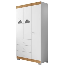 Guarda Roupa Infantil Ane 3 Portas e 3 Gavetas Branco/Carvalho - Phoenix Baby