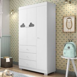 Guarda Roupa Infantil Ane 3 Portas e 3 Gavetas Branco - Phoenix Baby Guarda Roupa Infantil Ane 3 Portas e 3 Gavetas Branco - Phoenix Baby