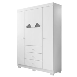 Guarda Roupa Infantil Ane 4 Portas e 3 Gavetas Branco - Phoenix Baby Guarda Roupa Infantil Ane 4 Portas e 3 Gavetas Branco - Phoenix Baby