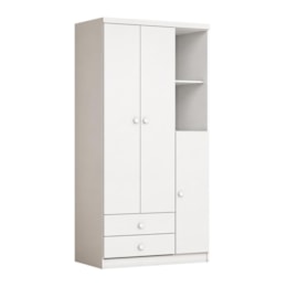Guarda Roupa Infantil Bala de Menta 3 Portas e 2 Gavetas Branco - Móveis Henn
