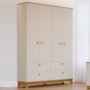Guarda Roupa Infantil Biscoito 4 Portas e 4 Gavetas Off White/Nature - Permóbili Baby