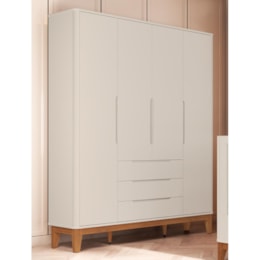 Guarda Roupa Infantil Boom Classic 4 Portas e 3 Gavetas Areia Fosco com Pés Amadeirado - Reller Móveis Guarda Roupa Infantil Boom Classic 4 Portas e 3 Gavetas Areia Fosco com Pés Amadeirado - Reller Móveis