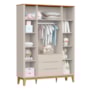 Guarda Roupa Infantil Boom Classic 4 Portas e 3 Gavetas Areia Fosco/Savana com Pés Amadeirado - Reller Móveis 