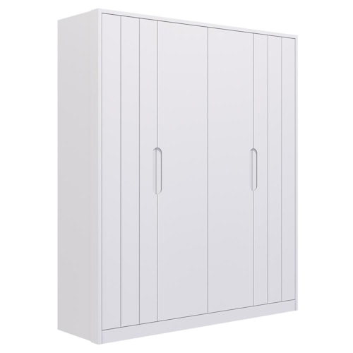 Guarda Roupa Infantil Caramelo 4 Portas Branco Acetinado - Permóbili Baby