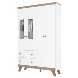 Guarda Roupa Infantil Confete 4 Portas e 2 Gavetas Branco/Jequitibá - Móveis Henn Guarda Roupa Infantil Confete 4 Portas e 2 Gavetas Branco/Jequitibá - Móveis Henn