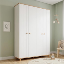 Guarda Roupa Infantil Cupcake 4 Portas Branco Acetinado/Nature - Permóbili Baby