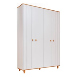 Guarda Roupa Infantil Cupcake 4 Portas Branco Acetinado/Nature - Permóbili Baby