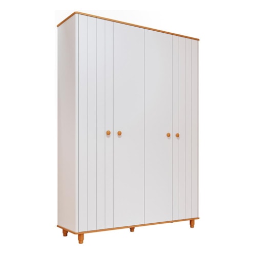 Guarda Roupa Infantil Cupcake 4 Portas Branco Acetinado/Nature - Permóbili Baby