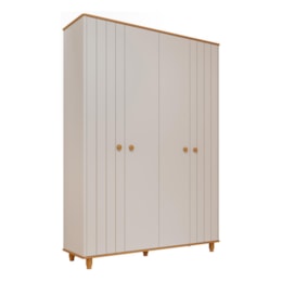 Guarda Roupa Infantil Cupcake 4 Portas Off White/Nature - Permóbili Baby