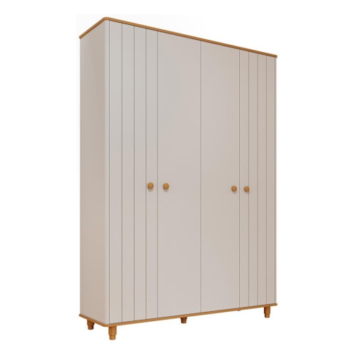 Guarda Roupa Infantil Cupcake 4 Portas Off White/Nature - Permóbili Baby