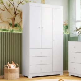 Guarda Roupa Infantil Duda 3 Portas e 3 Gavetas Branco - Phoenix Baby Guarda Roupa Infantil Duda 3 Portas e 3 Gavetas Branco - Phoenix Baby