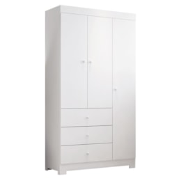 Guarda Roupa Infantil Duda 3 Portas e 3 Gavetas Branco - Phoenix Baby