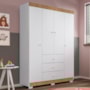 Guarda Roupa Infantil Duda 4 Portas e 3 Gavetas Branco/Carvalho - Phoenix Baby