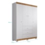 Guarda Roupa Infantil Duda 4 Portas e 3 Gavetas Branco/Carvalho - Phoenix Baby