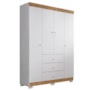 Guarda Roupa Infantil Duda 4 Portas e 3 Gavetas Branco/Carvalho - Phoenix Baby