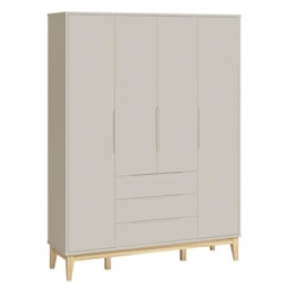 Guarda Roupa Infantil Elfe Classic 4 Portas Areia Fosco com Pés Madeira Natural - Reller Móveis  Guarda Roupa Infantil Elfe Classic 4 Portas Areia Fosco com Pés Madeira Natural - Reller Móveis