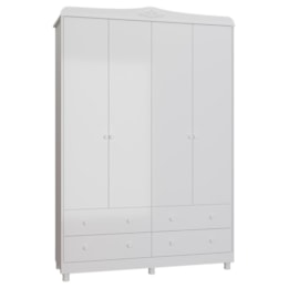Guarda Roupa Infantil Elô 4 Portas e 4 Gavetas Branco Brilho - Móveis Peroba
