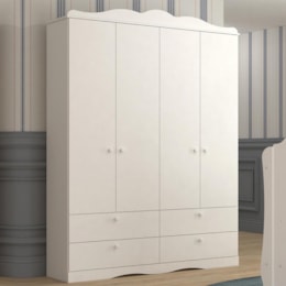 Guarda Roupa Infantil Encanto 4 Portas e 4 Gavetas Branco - Permóbili Baby Guarda Roupa Infantil Encanto 4 Portas e 4 Gavetas Branco - Permóbili Baby