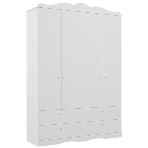 Guarda Roupa Infantil Encanto 4 Portas e 4 Gavetas Branco - Permóbili Baby