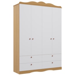 Guarda Roupa Infantil Encanto 4 Portas e 4 Gavetas Nature/Branco - Permóbili Baby  Guarda Roupa Infantil Encanto 4 Portas e 4 Gavetas Nature/Branco - Permóbili Baby