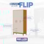 Guarda Roupa Infantil Flip 3 Portas e 2 Gavetas Areia Fosco/Savana - Reller Móveis