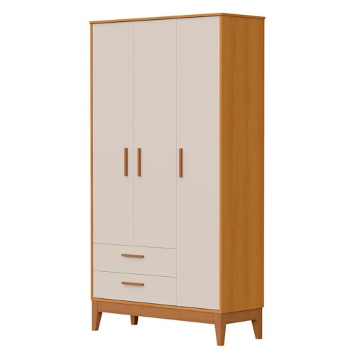 Guarda Roupa Infantil Flip 3 Portas e 2 Gavetas Areia Fosco/Savana - Reller Móveis