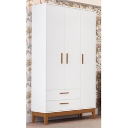 Guarda Roupa Infantil Flip 3 Portas e 2 Gavetas Branco Fosco - Reller Móveis