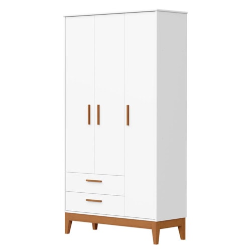 Guarda Roupa Infantil Flip 3 Portas e 2 Gavetas Branco Fosco - Reller Móveis