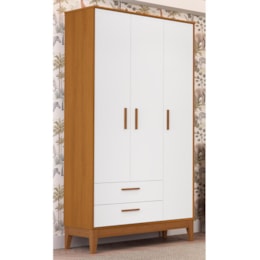 Guarda Roupa Infantil Flip 3 Portas e 2 Gavetas Branco Fosco/Savana - Reller Móveis