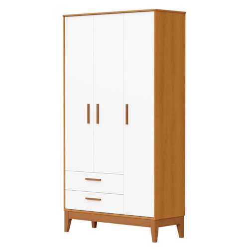 Guarda Roupa Infantil Flip 3 Portas e 2 Gavetas Branco Fosco/Savana - Reller Móveis