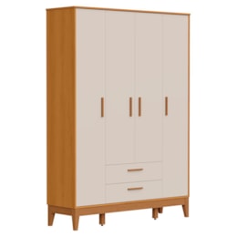 Guarda Roupa Infantil Flip 4 Portas e 2 Gavetas Areia Fosco/Savana - Reller Móveis
