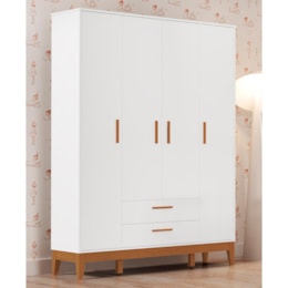 Guarda Roupa Infantil Flip 4 Portas e 2 Gavetas Branco Fosco - Reller Móveis
