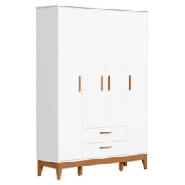 Guarda Roupa Infantil Flip 4 Portas e 2 Gavetas Branco Fosco - Reller Móveis