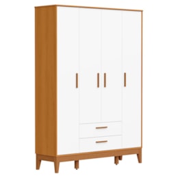 Guarda Roupa Infantil Flip 4 Portas e 2 Gavetas Branco Fosco/Savana - Reller Móveis
