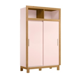 Guarda Roupa Infantil Flora 2 Portas de Correr Rosa Acetinado - Qmovi