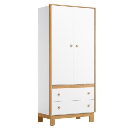 Guarda Roupa Infantil Flora 2 Portas e 2 Gavetas Branco Acetinado - Qmovi