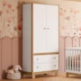 Guarda Roupa Infantil Flora 2 Portas e 2 Gavetas Branco Acetinado - Qmovi