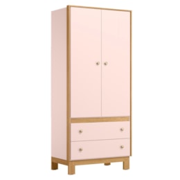 Guarda Roupa Infantil Flora 2 Portas e 2 Gavetas Rosa Acetinado - Qmovi