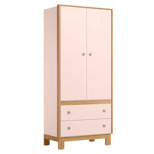 Guarda Roupa Infantil Flora 2 Portas e 2 Gavetas Rosa Acetinado - Qmovi