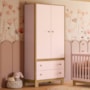 Guarda Roupa Infantil Flora 2 Portas e 2 Gavetas Rosa Acetinado - Qmovi