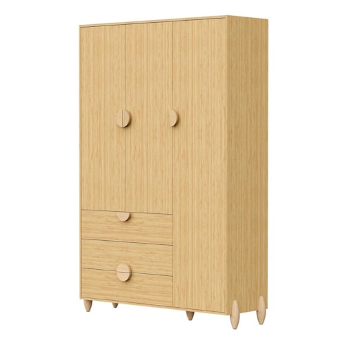 Guarda Roupa Infantil Gracia 3 Portas e 3 Gavetas Naturale - Reller Móveis
