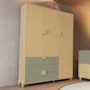 Guarda Roupa Infantil Gracia 3 Portas e 3 Gavetas Oliva/Naturale - Reller Móveis