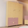 Guarda Roupa Infantil Gracia 3 Portas e 3 Gavetas Rosê/Naturale - Reller Móveis 