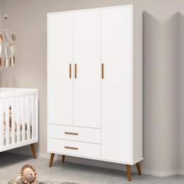 Guarda Roupa Infantil Isis 3 Portas e 2 Gavetas Branco - Reller Móveis  Guarda Roupa Infantil Isis 3 Portas e 2 Gavetas Branco - Reller Móveis
