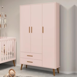 Guarda Roupa Infantil Isis 3 Portas e 2 Gavetas Rosa - Reller Móveis   Guarda Roupa Infantil Isis 3 Portas e 2 Gavetas Rosa - Reller Móveis