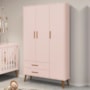 Guarda Roupa Infantil Isis 3 Portas e 2 Gavetas Rosa - Reller Móveis