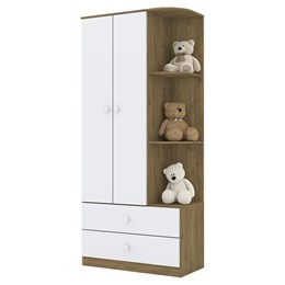 Guarda Roupa Infantil Labirinto 2 Portas e 2 Gavetas Rústico/Branco - Móveis Henn Guarda Roupa Infantil Labirinto 2 Portas e 2 Gavetas Rústico/Branco - Móveis Henn